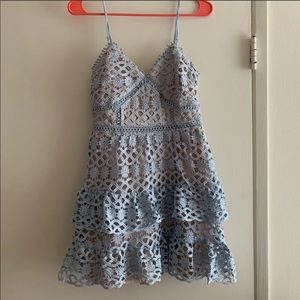 Lulus Light Blue Crochet Lace Mini Dress